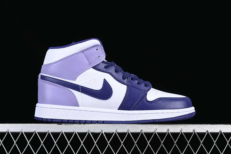 All categories Air Jordan Jordan series basketball shoes Air Jordan 1 Mid Air Jordan 1 Mid AJ1 Joe 1 white and purple mid-top cultural and casual sneakers DQ8426-515